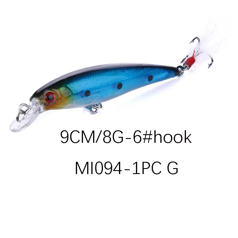 1PCS Laser Minnow Fishing Lure 9CM 8G Pesca Hooks Fish Wobbler Tackle Crankbait Artificial Japan Hard Bait Swim Bait