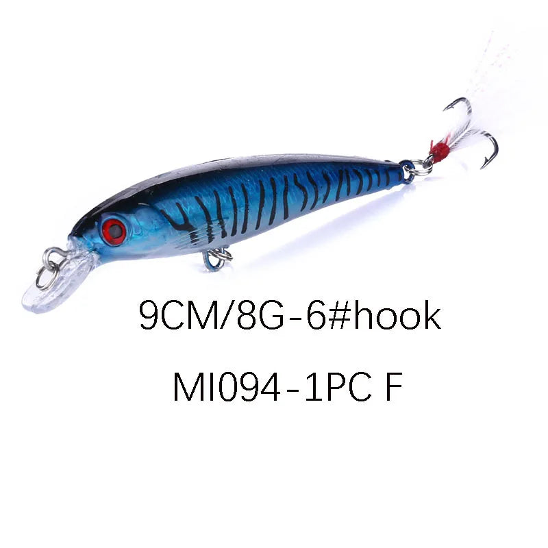 1PCS Laser Minnow Fishing Lure 9CM 8G Pesca Hooks Fish Wobbler Tackle Crankbait Artificial Japan Hard Bait Swim Bait