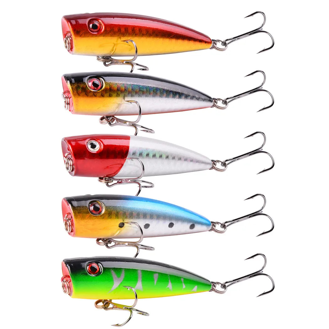 5pcs 9g 7cm Popper Fishing Lures Artificial Bait Wobblers Fishing Tackle Lure Set Carp Fishing Accessories Tools For Trout Bass