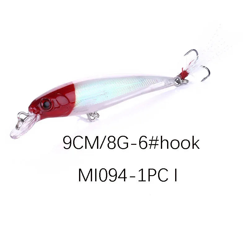 1PCS Laser Minnow Fishing Lure 9CM 8G Pesca Hooks Fish Wobbler Tackle Crankbait Artificial Japan Hard Bait Swim Bait