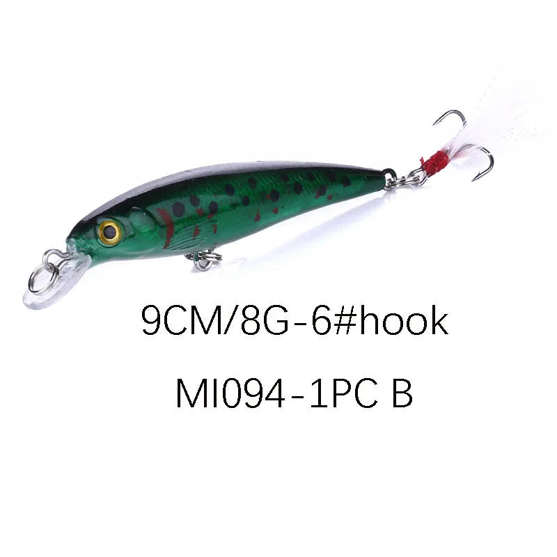 1PCS Laser Minnow Fishing Lure 9CM 8G Pesca Hooks Fish Wobbler Tackle Crankbait Artificial Japan Hard Bait Swim Bait