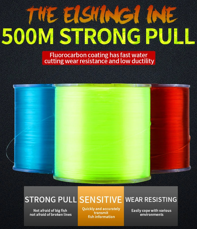 2024 Band New 500m Nylon Fishing Line Super Strong 2LB - 40LB 5 Colors Japan Monofilament Main Line Fishing Line Accessories