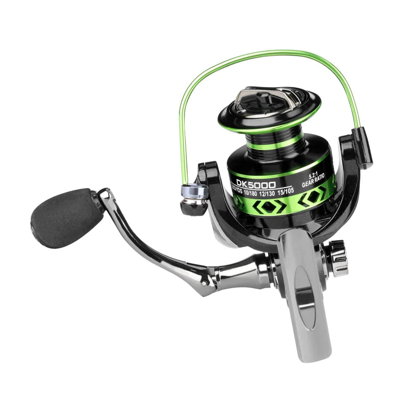 DEUKIO High Strength Spinning Fishing Reel Aluminum Spool 5.2:1 Gear Ratio Free Gift 100M Weaving Fishing Line