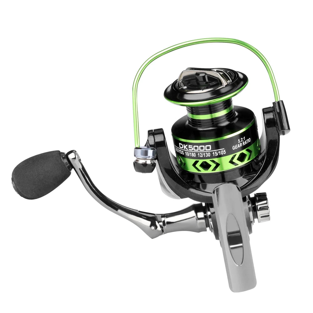 DEUKIO High Strength Spinning Fishing Reel Aluminum Spool 5.2:1 Gear Ratio Free Gift 100M Weaving Fishing Line