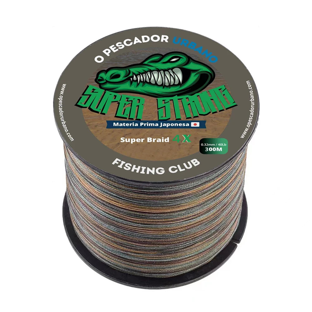 2023 Braided Fishing Line 4 Strands Camouflage Green Line 300M 20-40LB PE Strong 4 Weaves Japanese Braided Fishing Lines