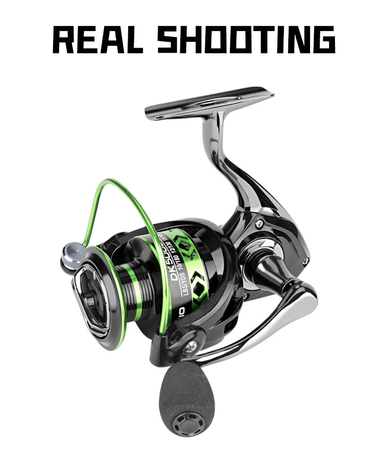 DEUKIO High Strength Spinning Fishing Reel Aluminum Spool 5.2:1 Gear Ratio Free Gift 100M Weaving Fishing Line