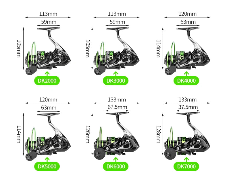 DEUKIO High Strength Spinning Fishing Reel Aluminum Spool 5.2:1 Gear Ratio Free Gift 100M Weaving Fishing Line